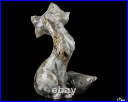 4.1 Crazy Lace Agate Carved Crystal Fox, Realistic, Crystal Healing