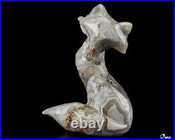 4.1 Crazy Lace Agate Carved Crystal Fox, Realistic, Crystal Healing