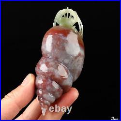 4.1 Indian Agate Hand Carved Crystal Shrimp Sculpture, Crystal Healing