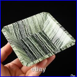 4.5 Green Zebra Agate Hand Carved Crystal Storage Box, Crystal Healing