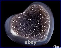 4.6 Agate Amethyst Geode Carved Crystal Heart, Crystal Healing