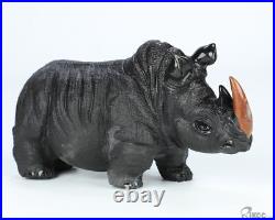 5.0 Black Zebra Agate Hand Carved Crystal Rhinoceros Sculpture, Crystal Healing 5.0 Black Zebra Agate Hand Carved Crystal Rhinoceros Sculpture, Crystal Healing