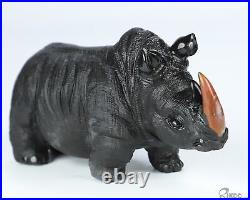 5.0 Black Zebra Agate Hand Carved Crystal Rhinoceros Sculpture, Crystal Healing 5.0 Black Zebra Agate Hand Carved Crystal Rhinoceros Sculpture, Crystal Healing