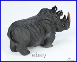 5.0 Black Zebra Agate Hand Carved Crystal Rhinoceros Sculpture, Crystal Healing 5.0 Black Zebra Agate Hand Carved Crystal Rhinoceros Sculpture, Crystal Healing