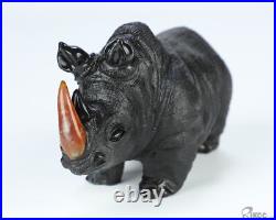 5.0 Black Zebra Agate Hand Carved Crystal Rhinoceros Sculpture, Crystal Healing 5.0 Black Zebra Agate Hand Carved Crystal Rhinoceros Sculpture, Crystal Healing