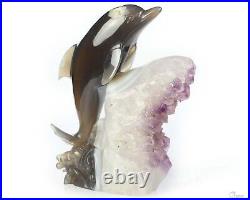 5.1 Amethyst & Agate Carved Crystal dolphin