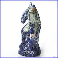 5.1 Sodalite Hand Carved Crystal Dragon Sculpture, Crystal Healing