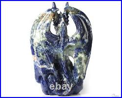 5.1 Sodalite Hand Carved Crystal Dragon Sculpture, Crystal Healing