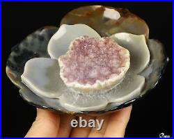 5.2 Agate Amethyst Druse Carved Crystal Lotus, Realistic, Crystal Healing