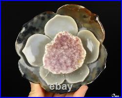 5.2 Agate Amethyst Druse Carved Crystal Lotus, Realistic, Crystal Healing