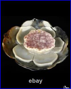 5.2 Agate Amethyst Druse Carved Crystal Lotus, Realistic, Crystal Healing