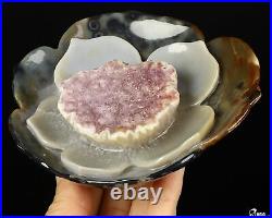 5.2 Agate Amethyst Druse Carved Crystal Lotus, Realistic, Crystal Healing