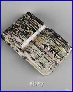 5.2 Pink & Black Rhodonite Carved Gem Book Crystal Book, Realistic, Healing