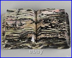 5.2 Pink & Black Rhodonite Carved Gem Book Crystal Book, Realistic, Healing
