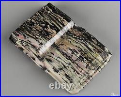 5.2 Pink & Black Rhodonite Carved Gem Book Crystal Book, Realistic, Healing