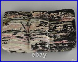 5.2 Pink & Black Rhodonite Carved Gem Book Crystal Book, Realistic, Healing