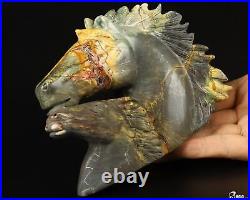 5.3 Autum Leaves Stone Carved Crystal Horse, Realistic, Crystal Healing