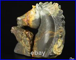 5.3 Autum Leaves Stone Carved Crystal Horse, Realistic, Crystal Healing