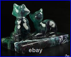 5.3 Fluorite Hand Carved Crystal Animal Fox Sculpture, Crystal Healing