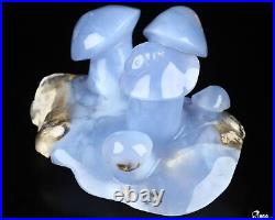 5.4 Blue Chalcedony Hand Carved Crystal Mushroom Sculpture, Crystal Healing