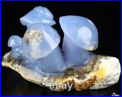 5.4 Blue Chalcedony Hand Carved Crystal Mushroom Sculpture, Crystal Healing