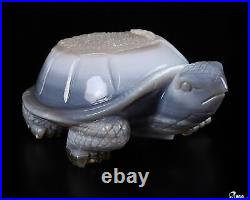 5.5 Agate Geode Carved Turtle Crystal Tortoise, Crystal Healing