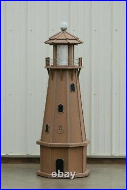 5' Octagon Electric and Solar Powered Poly Mahogany Lighthouse