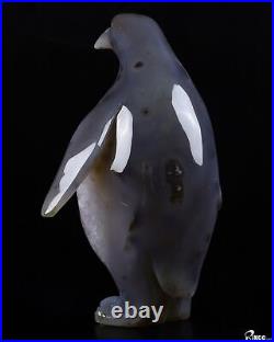 6.1 Amethyst & Agate Hand Carved Crystal Penguin Sculpture, Crystal Healing