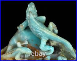 6.1 Chinese Amazonite Hand Carved Crystal Lizards Sculpture, Crystal Healing