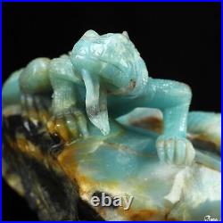 6.1 Chinese Amazonite Hand Carved Crystal Lizards Sculpture, Crystal Healing