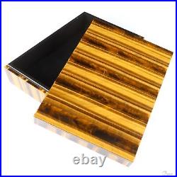 6.1 Gold Tiger's Eye Hand Carved Crystal Jewelry Box, Crystal Healing