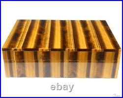 6.1 Gold Tiger's Eye Hand Carved Crystal Jewelry Box, Crystal Healing