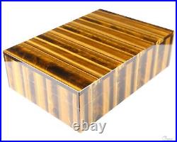 6.1 Gold Tiger's Eye Hand Carved Crystal Jewelry Box, Crystal Healing