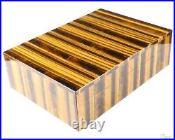 6.1 Gold Tiger's Eye Hand Carved Crystal Jewelry Box, Crystal Healing