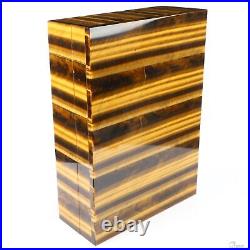 6.1 Gold Tiger's Eye Hand Carved Crystal Jewelry Box, Crystal Healing