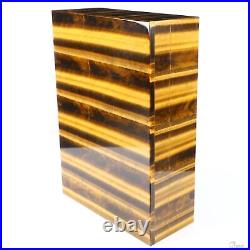 6.1 Gold Tiger's Eye Hand Carved Crystal Jewelry Box, Crystal Healing