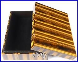 6.1 Gold Tiger's Eye Hand Carved Crystal Jewelry Box, Crystal Healing