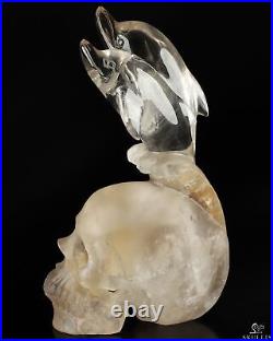 6.1 Quartz Rock Crystal Hand Carved Crystal Skull and Dolphin