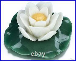 6.3 Green Aventurine and White Jade Hand Carved Crystal Lotus Sculpture