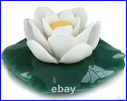 6.3 Green Aventurine and White Jade Hand Carved Crystal Lotus Sculpture