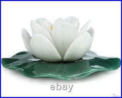 6.3 Green Aventurine and White Jade Hand Carved Crystal Lotus Sculpture