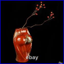 6.6 Red Jasper Hand Carved Crystal Vase Sculpture, Crystal Healing