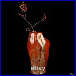 6.6 Red Jasper Hand Carved Crystal Vase Sculpture, Crystal Healing