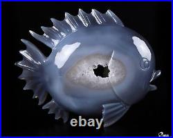 6.7 Agate Geode Hand Carved Crystal Fish Sculpture, Crystal Healing