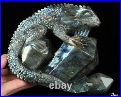 6.7 Labradorite Hand Carved Crystal Lizard Sculpture, Crystal Healing