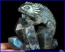 6.7 Labradorite Hand Carved Crystal Lizard Sculpture, Crystal Healing