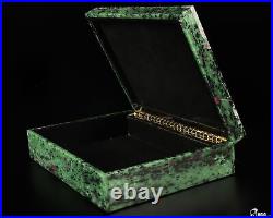 6.9 Ruby Zoisite Hand Carved Crystal Jewelry Box, Crystal Healing