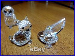 (6) Swarovski Crystal Figurine Lot ANIMALS Owl Bird Cat Pelican Seal Porcupine