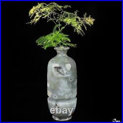 7.0 Green Moss Agate Hand Carved Crystal Vase Sculpture, Crystal Healing