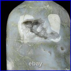 7.0 Green Moss Agate Hand Carved Crystal Vase Sculpture, Crystal Healing